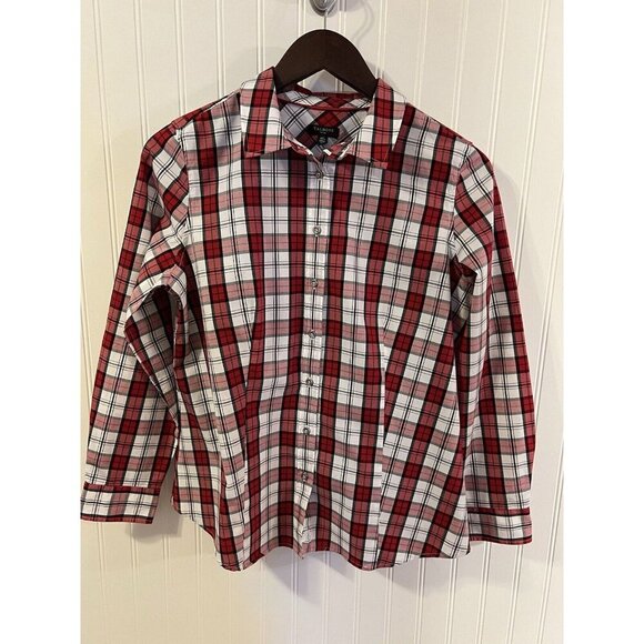 Talbots Women’s Petite Blouse Red Plaid Size 10P Casual, Work, Going Out - Picture 1 of 5